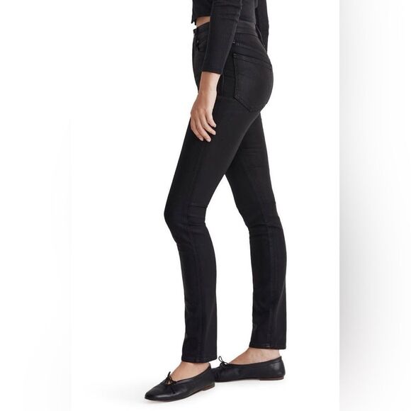 NEW Madewell Black Coated High Rise Waist Stovepipe Jeans Size 24 NWT - Picture 4 of 16